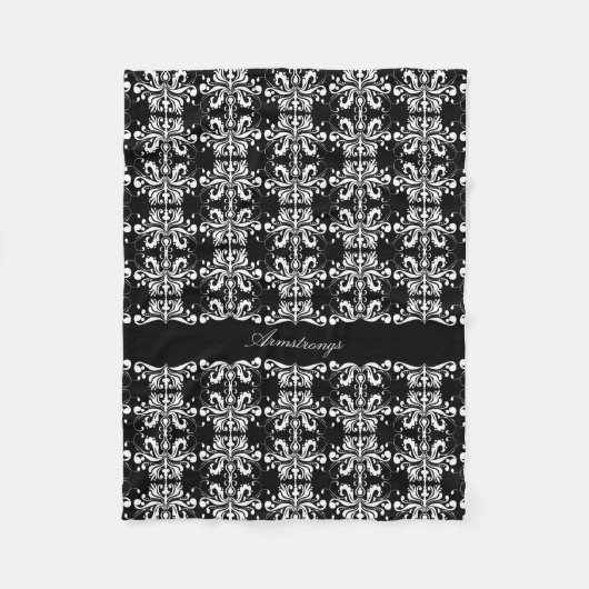 Zwart-wit met de naam Damask Fleece Deken (Voorkant)