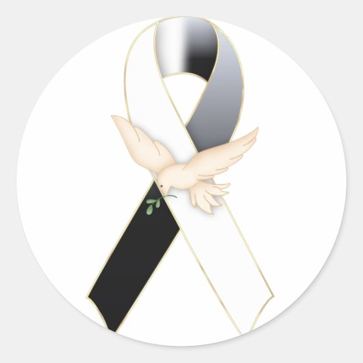 Zwart-wit met Dove Ribbon Awareness Sticker (Voorkant)