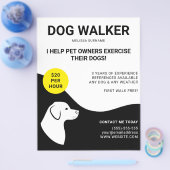 Zwart & Wit Met Geel Hond Design - Hondenuitlater Flyer (Enkel)