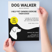Zwart & Wit Met Geel Hond Design - Hondenuitlater Flyer (Hand)