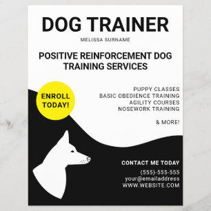 Zwart-wit met geel ontwerp van de hond - Dog Train Flyer