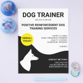 Zwart-wit met geel ontwerp van de hond - Dog Train Flyer (Enkel)