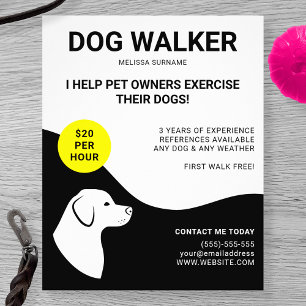 Zwart-wit met geel ontwerp van de hond - hond-wand flyer