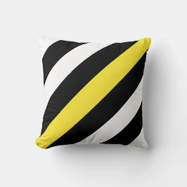 Zwart-wit met gele strepen kussen