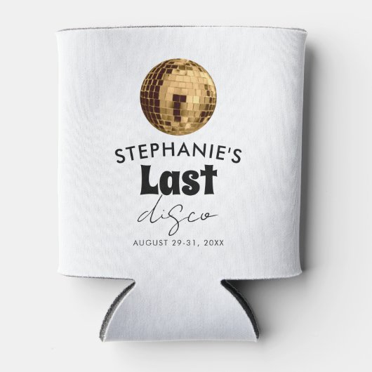 Zwart-wit met goud Laatste Disco Bachelorette Blikjeskoeler (Voorkant)