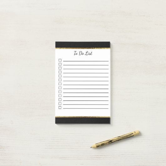 Zwart-wit met gouden rand om lijst te doen post-it® notes (Op bureau)