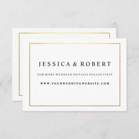 Zwart Wit met Gouden Trouwwebsite Insert Kaart (Voorkant / Achterkant)
