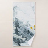Zwart-wit met goudmarmer abstracte handpai badhanddoek (Badhanddoek)