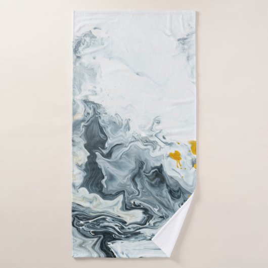 Zwart-wit met goudmarmer abstracte handpai badhanddoek (Badhanddoek)