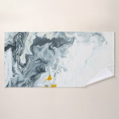Zwart-wit met goudmarmer abstracte handpai badhanddoek (Badhanddoek)