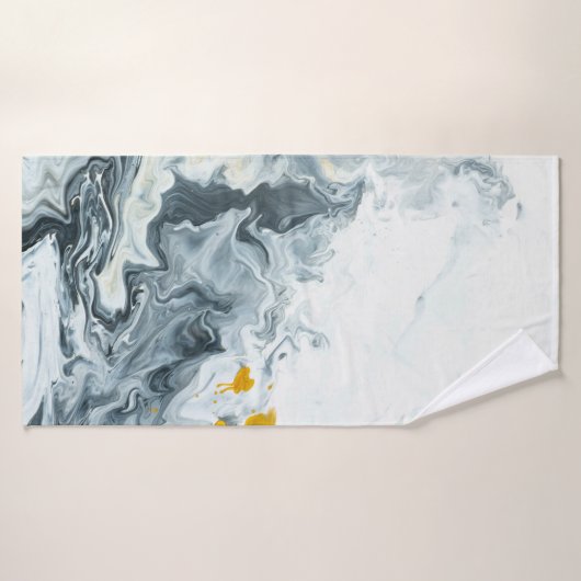 Zwart-wit met goudmarmer abstracte handpai badhanddoek (Badhanddoek)