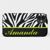 Zwart-wit met groene aangepaste Zebra-naam Case-Mate iPhone Case (Achterkant (horizontaal))