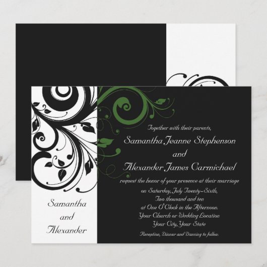 Zwart-wit met groene wervelkoppeling kaart (Voorkant / Achterkant)