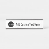 Zwart-wit met Logo Aangepaste tekst Bureau Naambordje (Voorkant)