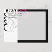 Zwart-wit met magenta Swirl-accessoire Aankondigingskaart (Achterkant)