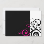 Zwart-wit met magenta Swirl-accessoire Kaart (Achterkant)