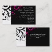 Zwart-wit met magenta Swirl-accessoire Visitekaartje (Voorkant / Achterkant)