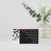 Zwart-wit met magenta Swirl-accessoire Visitekaartje (Staand voorkant)