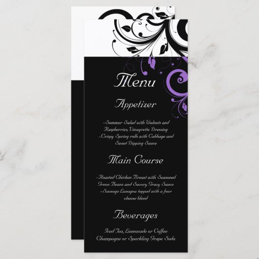 Zwart-wit met Paarse wervelkolom Menu (Voorkant / Achterkant)