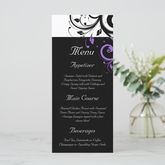 Zwart-wit met Paarse wervelkolom Menu (Staand voorkant)