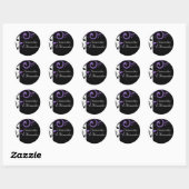 Zwart-wit met Paarse wervelkolom Ronde Sticker (Vel)