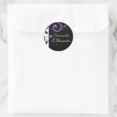 Zwart-wit met Paarse wervelkolom Ronde Sticker (Tas)