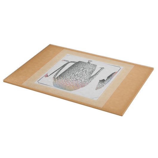 Zwart-wit met pastel koffie pot glas snijplank (Hoek)