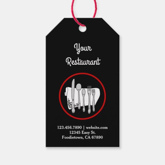 Zwart-wit met Red Custom Restaurant Label Cadeaulabel (Voorkant)