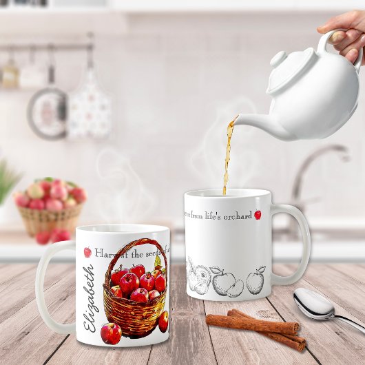 Zwart-wit met rode appels Inspirerend Mok