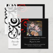 Zwart-wit met rode halve rand aankondigingskaart (Voorkant / Achterkant)