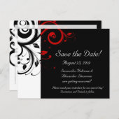 Zwart-wit met rode halve rand aankondigingskaart (Voorkant / Achterkant)