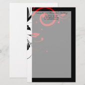 Zwart-wit met rode halve rand briefpapier (Voorkant / Achterkant)