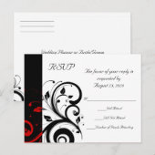 Zwart-wit met rode halve rand uitnodiging briefkaart (Voorkant / Achterkant)