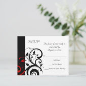 Zwart-wit met rode halve rand uitnodiging briefkaart (Staand voorkant)