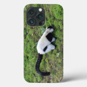 Zwart-wit met rode lemur #1 iPhone 13 Pro Hoesje (Achterkant)