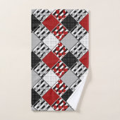 Zwart wit met rode retro patchwork bad handdoek (Handdoek)