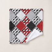 Zwart wit met rode retro patchwork bad handdoek (Wasdoekje)