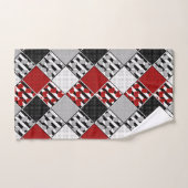 Zwart wit met rode retro patchwork bad handdoek (Handdoek)