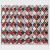 Zwart wit met rode retro patchwork cadeaupapier (Vlak)
