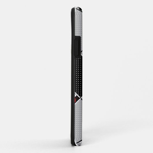 Zwart wit met rode retro patchwork Case-Mate iPhone case (Achterkant/rechts)