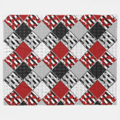 Zwart wit met rode retro patchwork fleece deken (Voorkant (Horizontaal))