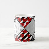 Zwart wit met rode retro patchwork koffiemok (Center)