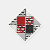 Zwart wit met rode retro patchwork servet (Hoek)