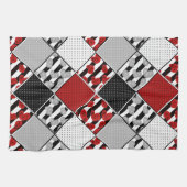 Zwart wit met rode retro patchwork theedoek (Horizontaal)