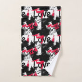 Zwart-wit met rode vlekken liefdespatroon bad handdoek (Handdoek)