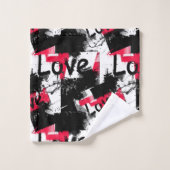 Zwart-wit met rode vlekken liefdespatroon bad handdoek (Wasdoekje)