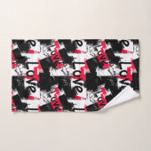 Zwart-wit met rode vlekken liefdespatroon bad handdoek (Handdoek)