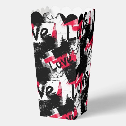 Zwart-wit met rode vlekken liefdespatroon bedankdoosjes (Voorkant)