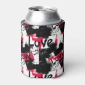 Zwart-wit met rode vlekken liefdespatroon blikjeskoeler (Blikje Voorkant)