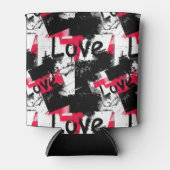 Zwart-wit met rode vlekken liefdespatroon blikjeskoeler (Voorkant)